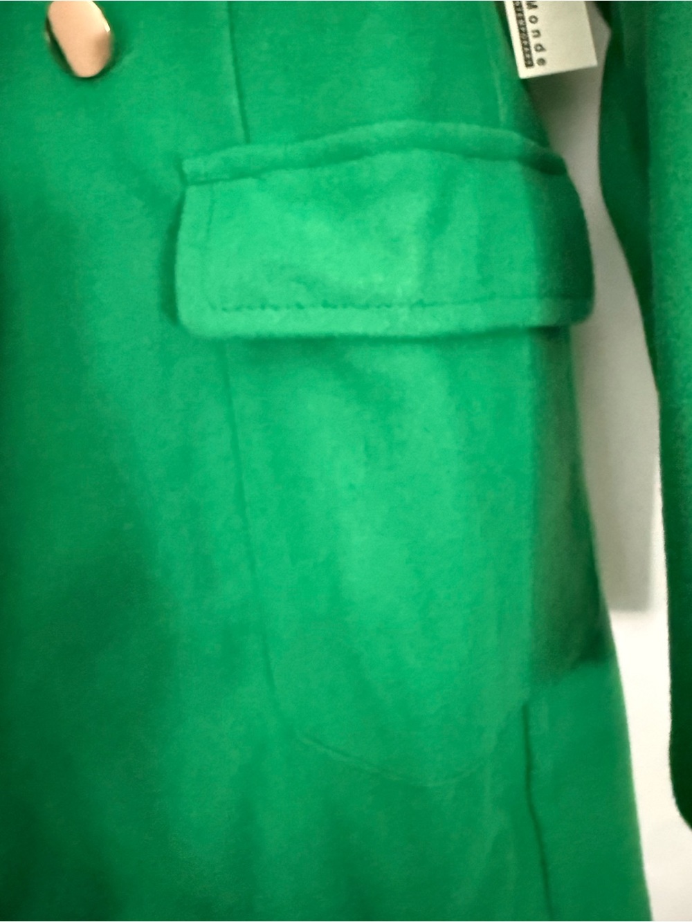 Haute Monde Bright Green Double-Breasted Pea Coat - Picture 5 of 7